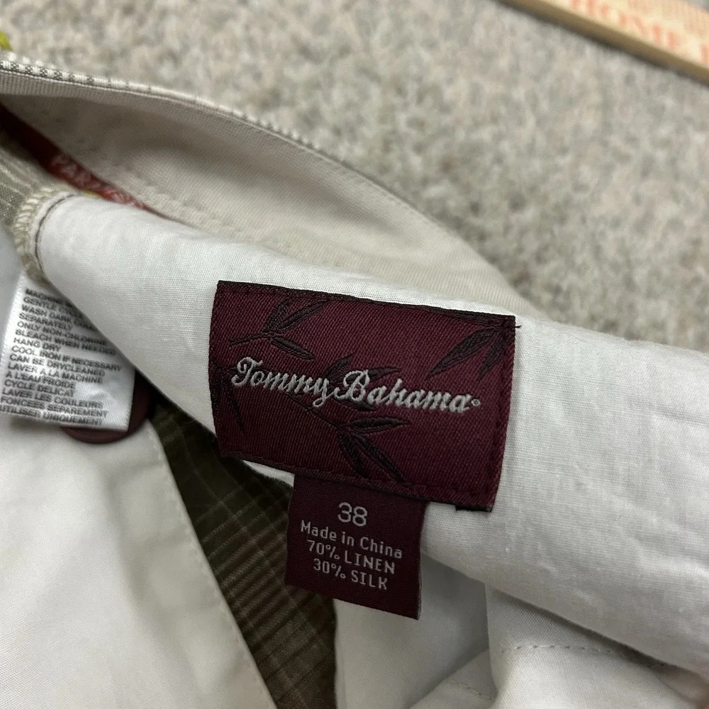 Tommy Bahama Balken Plaid Linen Silk Shorts‎ Mens 38 Brown Green 11